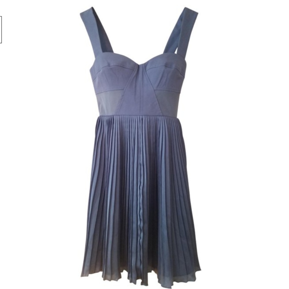Bebe Sky Blue Mesh & Satin Dress